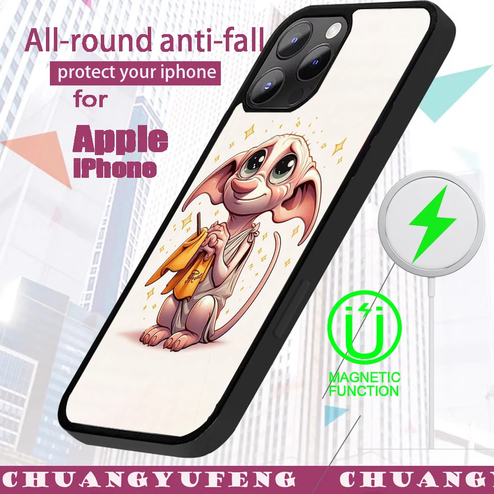 D-dobby Cute Phone Case For iPhone 16 15 14 13 12 11 Pro Max Plus Mini Magsafe Mirror Wireless Magnetic Cover