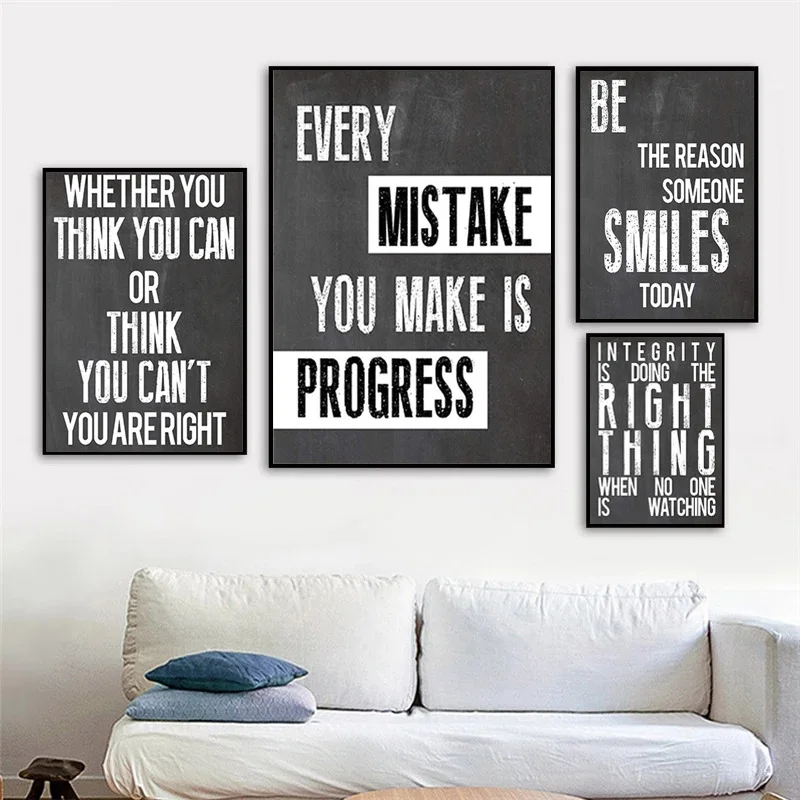 Скандинавская Черно-Белая настенная Картина на холсте постеры вдохновляющие