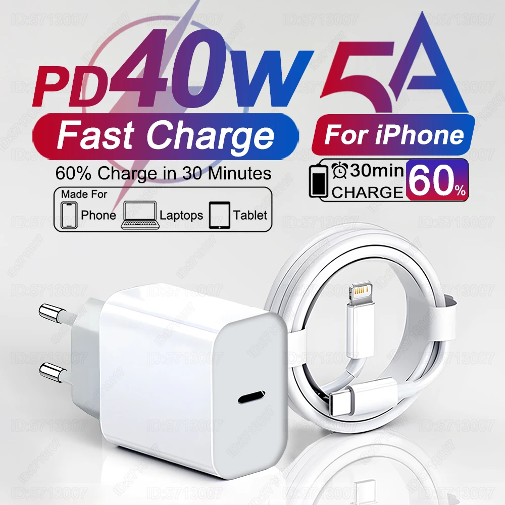 Pour Apple 40W Pour iPhone Chargeur USB Type C Chargeur Rapide Pour iPhone 16 15 14 13 12 11 Pro Max Plus PD Câble De Charge Accessoires