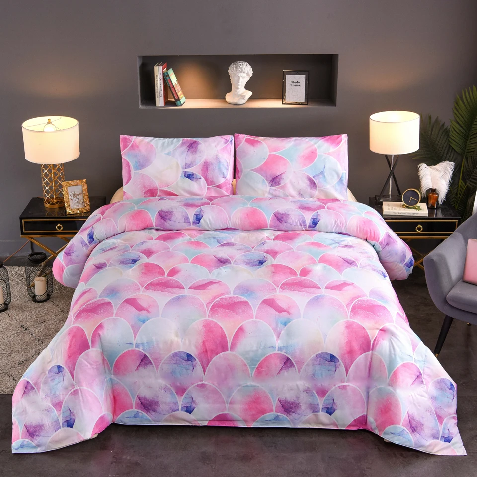 

Yaapeet Microfiber Fabric Pink Duvet Cover Sets 3pcs luxury bedding Set Bed Linens King Queen Full Twin Size