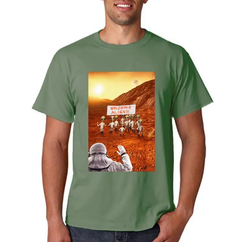 Добро пожаловать футболка с принтом инопланетянина женская простая Винтажная