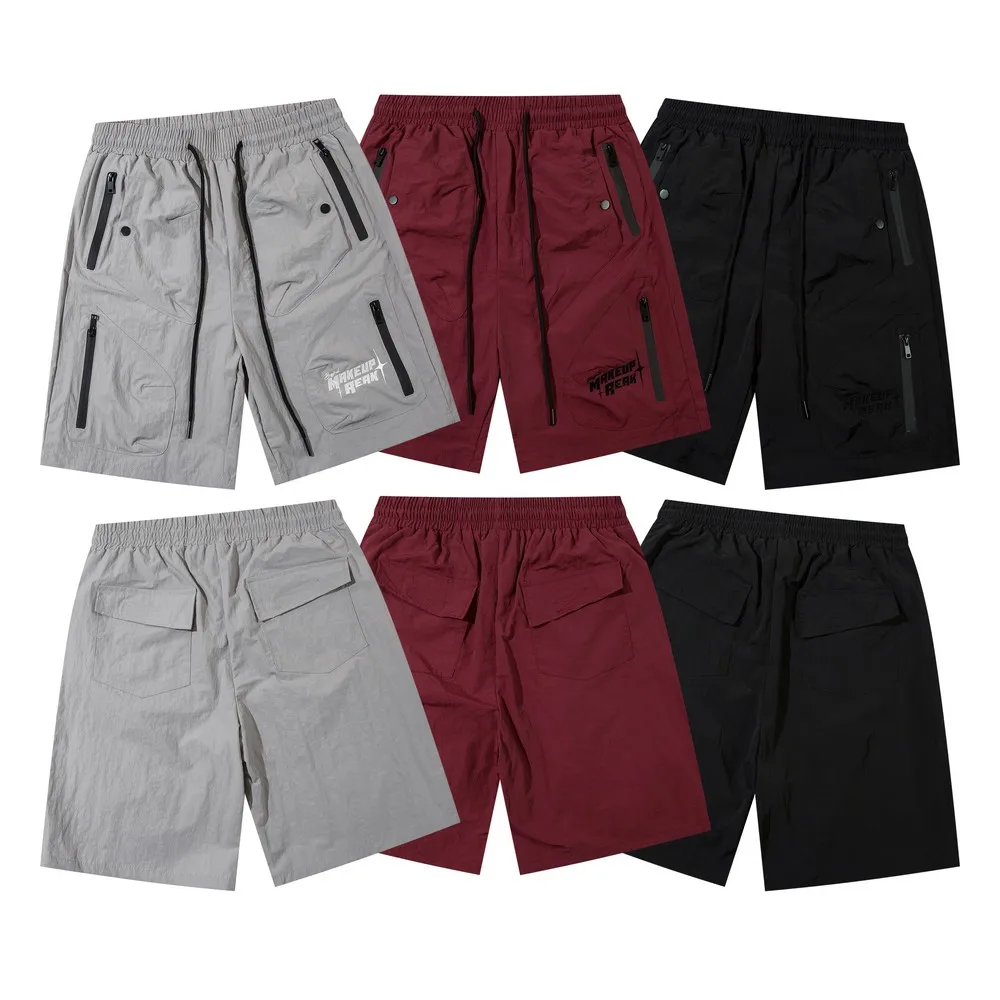 

Windproof Zip Pockets Design Men's Summer Shorts Drawstring Elastic Sports Shorts Techwear Running Gym Clohitng Women Trend