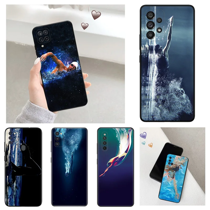 

Soft Phone Cases For Samsung A33 A53 A73 A72 A71 A51 A52 A42 A41 A32 A31 A23 A22 A14 A13 A12 A11 A21 Swimming Girl Matte Cover