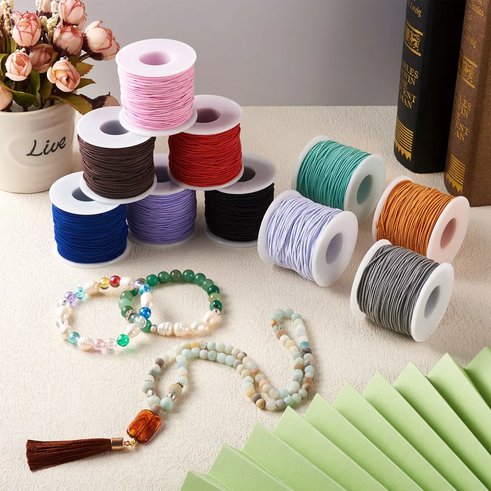 10 Rolls 1mm Polyester Elastic Cords Round Threads String Bracelet Necklace Beading Rope For DIY Jewelry Making Accessories