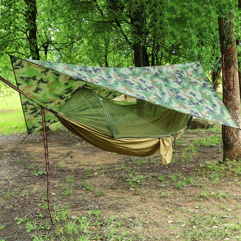 

Pop-Up Portable Camping Hammock with Mosquito Net and Sun Shelter,Parachute Swing Hammocks Rain Fly Hammock Canopy Camping Stuff