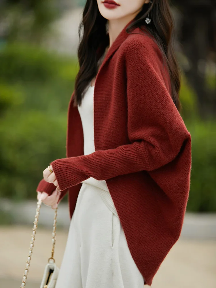 Новый женский кардиган из 100% мериносовой шерсти свитер в форме кокона шаль
