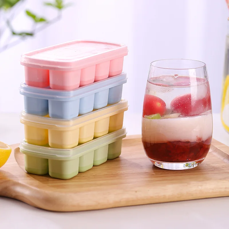 

8 Grid Square Ice Cube Maker Silicone Ice Tray Mold with Lid Reusable Ice Box Frozen Ice Cube Box for Freezer Drinks Whisky Wine