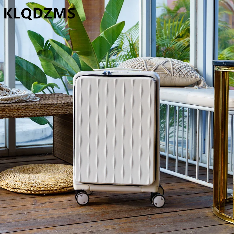 KLQDZMS New Aluminum Frame Front-opening Computer Luggage 20 Inch Boarding Code Case 24 Inch Universal Wheel Trolley Suitcase