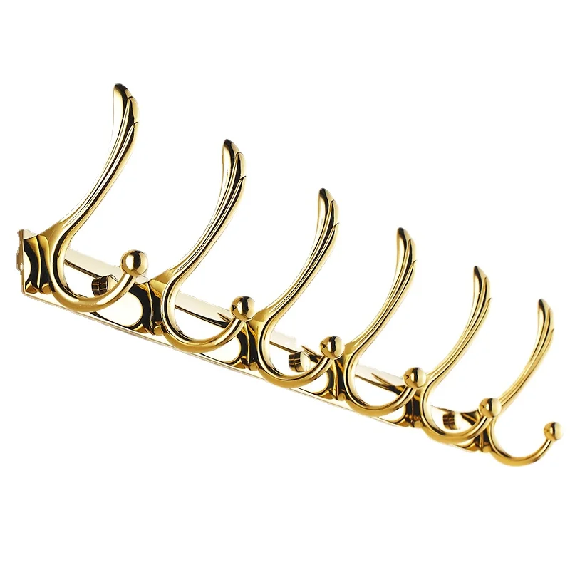 

Gold Clothes Hook Wall-Mounted Coat Hook Bathroom European Hardware Pendant Wall Hanger Hook Clothes Row Hook