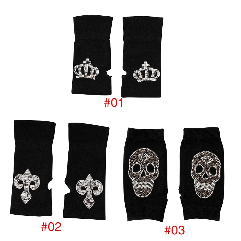 

HXBA Knitted Half Finger Gloves Opera Show Dinner Party Dress Women's Elastic Gloves