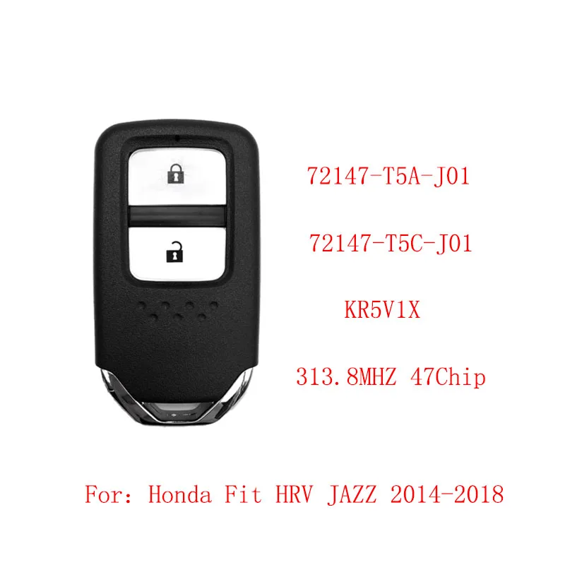 Дистанционный смарт ключ-брелок 2 кнопки 313,8 МГц ID47 для Honda City Crider Jazz шаттл FCC: KR5V1X 72147-T5A-J01 / 72147-T5C-J01