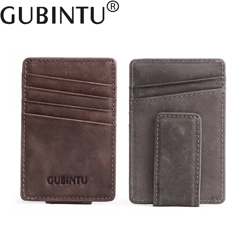 

Genuine Leather Mini Slim Cash Women Men Holder Clamp for Money Clip I Male Female Wallet Purse with Card Bill Thin Coins Pocket