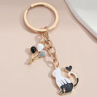 cute keychain cat heart balloon key ring enamel key chains friendship gift for women men handbag accessorie car keys diy jewelry