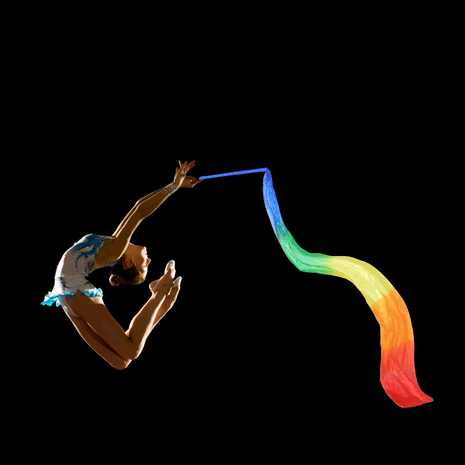 

Gymnastics Ribbons Dance Streamer Rod Performance Props Dancer Wand Fitness Colorful Performing Yellow Orange Dancing