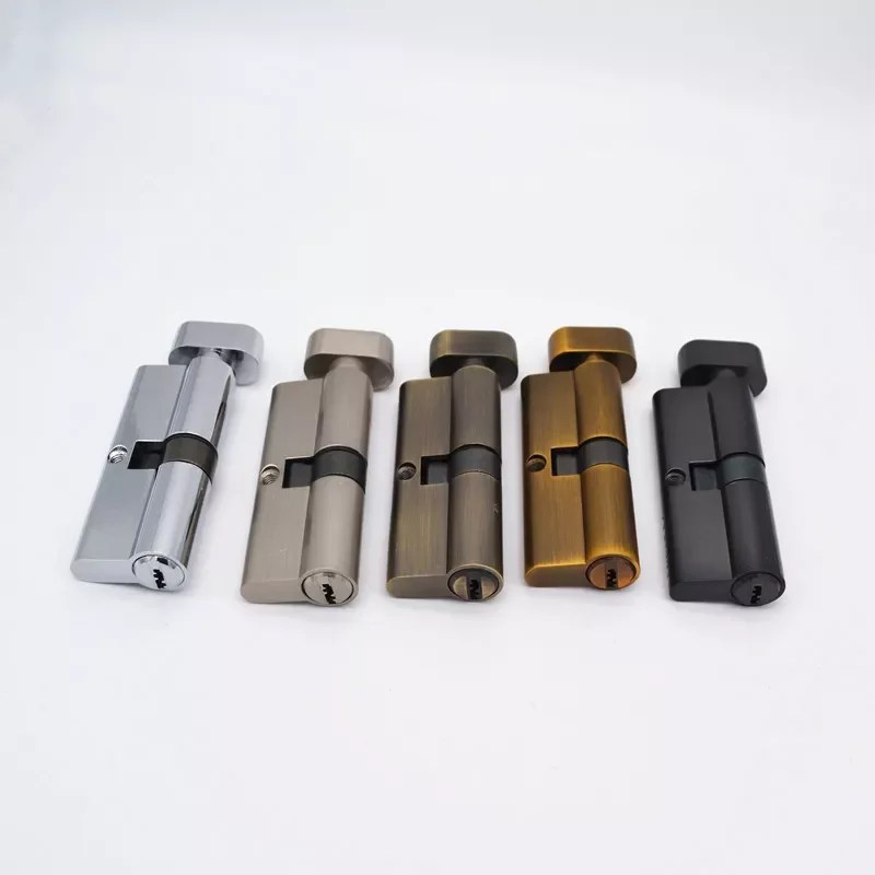 

Black Chrome Plated Brass Door Lock Cylinder With 3 Brass Computer Keys Anti-theft Home Security Cylinder With Knobs