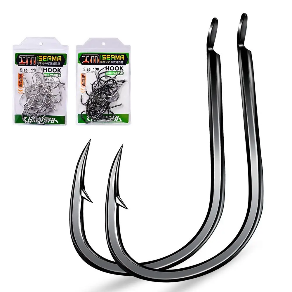 

Sharpened Fishing Hook Pesca Anti-rust High Carbon Steel Single Fishhook Thick Flat Barbed Carp Hooks for 30PCS Sea Fishing