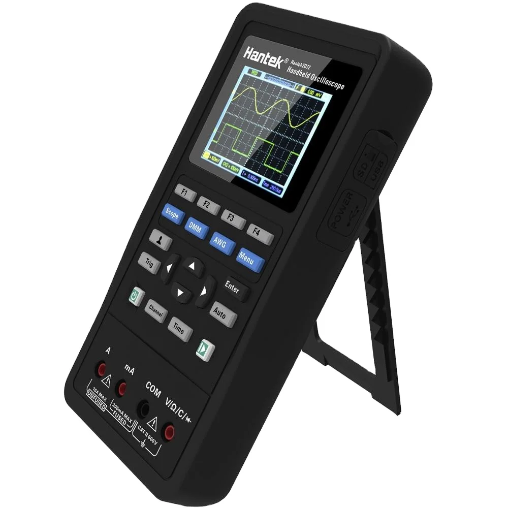 

Hantek 3in1 Precision Testing Digital Oscilloscope Multimeter Portable USB 2 Channels 70MHz LCD Display Test Meter Tools