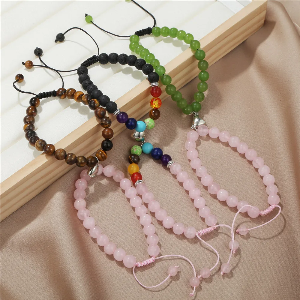 

2PCS/Set Natural Stone Beads Bracelet For Lovers Couples Distance Heart Magnet Couple Bracelets Friendship Gift