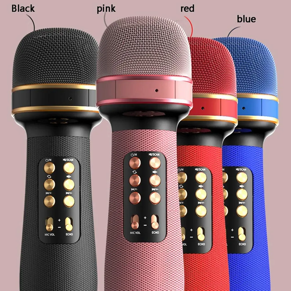 

WS-898 Bluetooth-compatible Handheld Microphone Karaoke Double Speaker Mic Singing for IOS Android Smart TV System