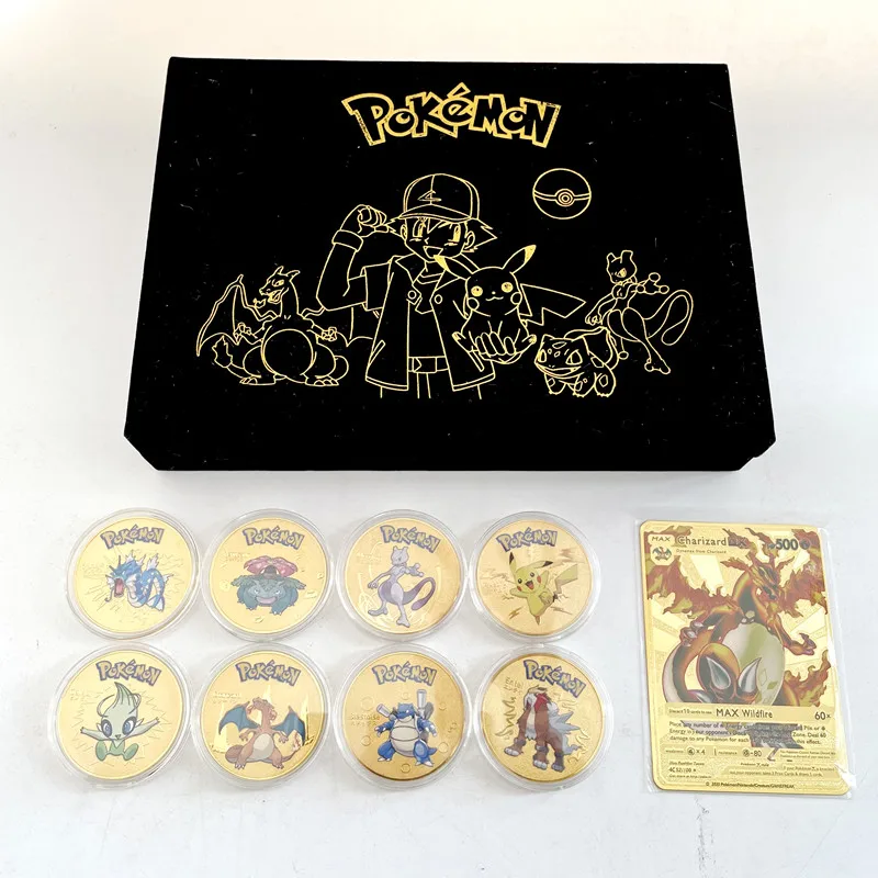 Moneda conmemorativa Kawaii de Pokémon, patrones de Pikachu chapados en oro, colección de 46 patrones, Regalos perfectos de Anime, novedad