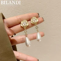 bilandi 925%c2%a0silver%c2%a0needle sweet jewelry flower earrings pretty design elegant simulated pearl drop earrings for women