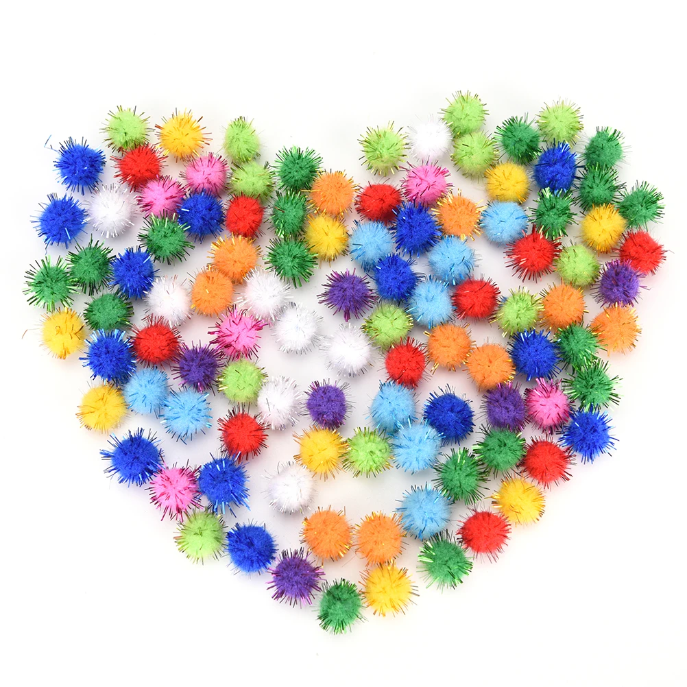 

100pcs/lot Colorful 15mm Sparkly Glitter Tinsel Pompom Balls Cat Toy Balls Small Ball Cat Toys