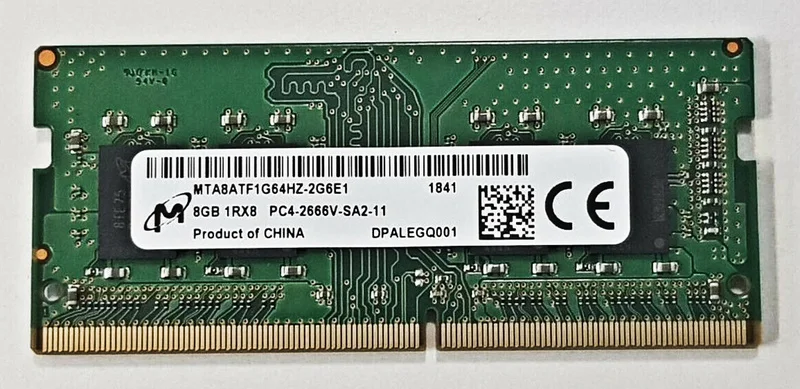 

RAM applies to CRUCIAL MTA8ATF1G64HZ-2G6E1 Notebook Memory Bar 8G 1RX8 DDR4 PC4-2666V