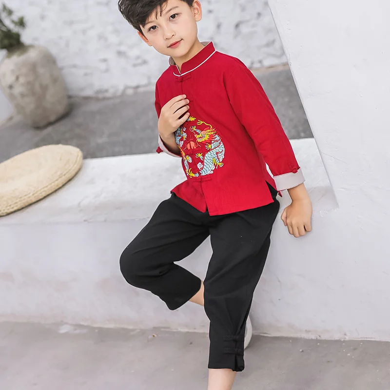 

Boys' Han Suit (autumn Winter Suit, Long Sleeve Spring and Autumn Tang Suit, Children's Ancient Suit, Antique Embroidery