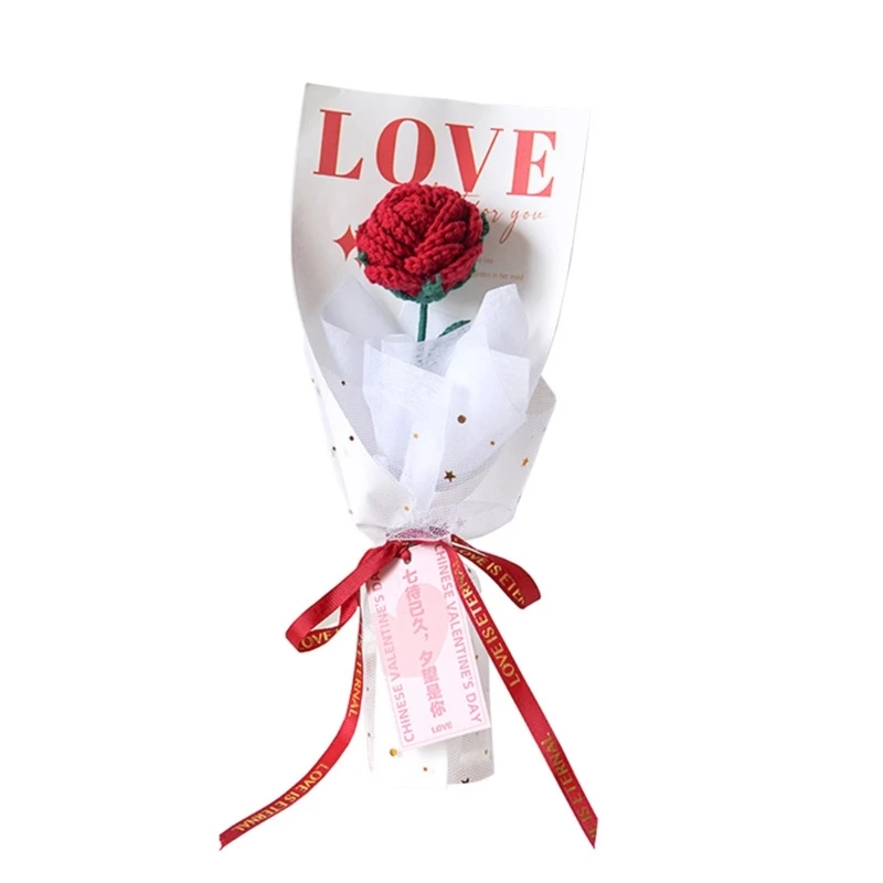 

Незавершенный вязаный крючком букет роз, вязаный вручную, красные розы своими руками на День матери, Прямая поставка