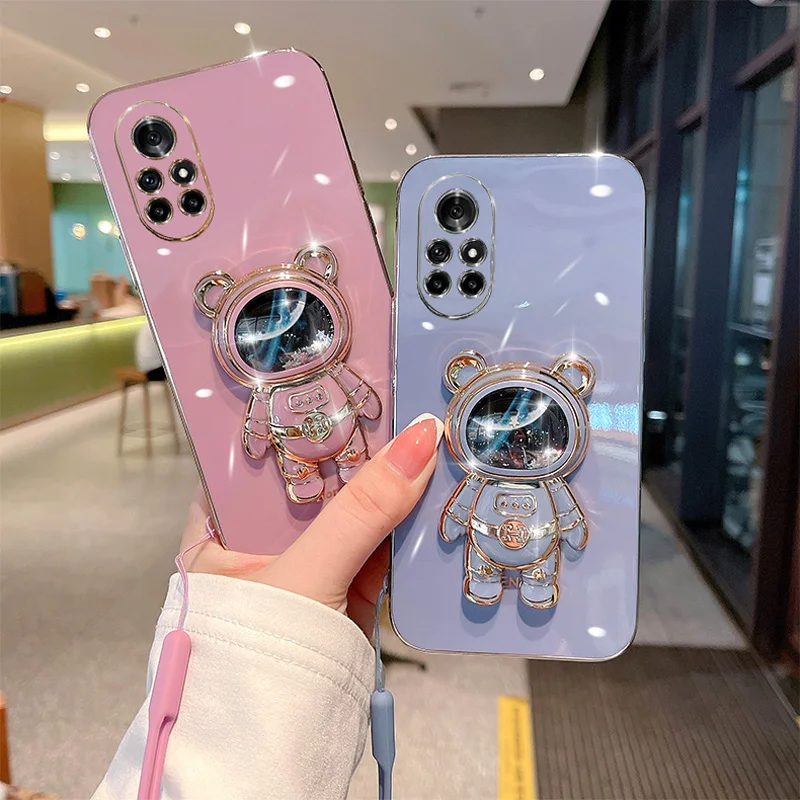 

Cute Quicksand Astronaut Case For Infinix Hot 11 Play 12 10S 9 Play Note 10 Pro 11 Stand Cover For Tecno Camon 18 Pova 2