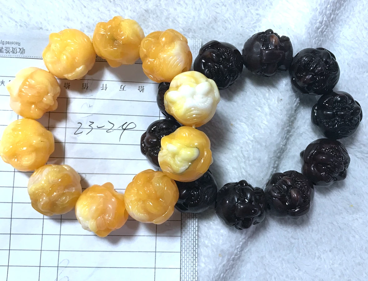 

Натуральные круглые бусины Янтарный счастливый будда пчелиный воск желтый/черный браслет для мужчин и женщин 20 мм + сертификат