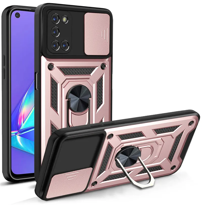

For OPPO A32 A52 A53 A53S A72 A92 Case Armor Shockproof Magnetic Ring Cases for OPPO A54 A74 A93 A94 2020 Back Cover