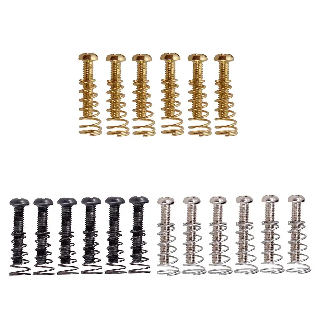 

6 Pieces Iron Bridge Tailpiece Fixing Screws+Springs Set for Electric Guitar Replacement Parts