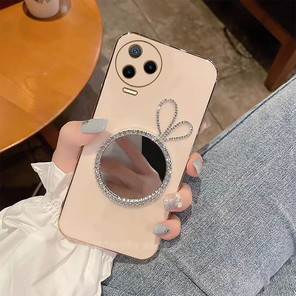 Зеркало для макияжа с заячьими ушами фотовспышка Infinix Note 12 Pro 2023 X676C X676B мягкая