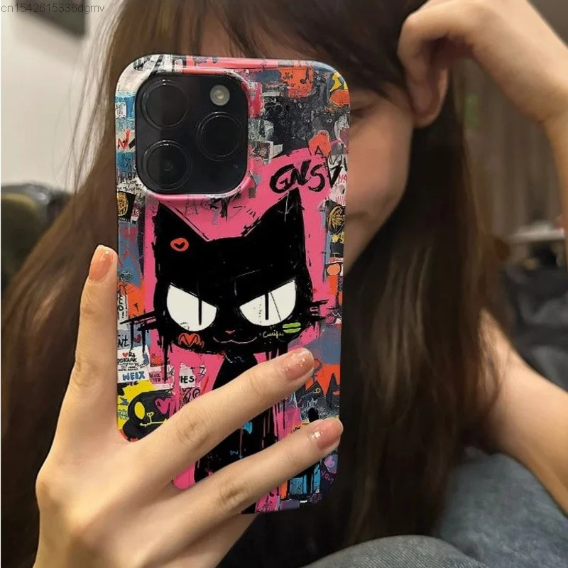 Чехол для мобильного телефона с изображением черной кошки и граффити чехол Iphone 7 8