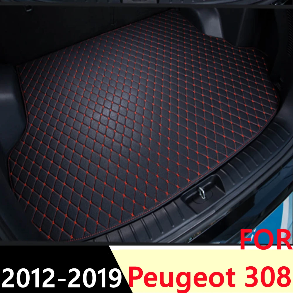 

Коврик для багажника автомобиля для Peugeot 308 2012-2019, все погодные плоские боковые задние карго XPE, коврик, подкладка, автомобильные задние части...