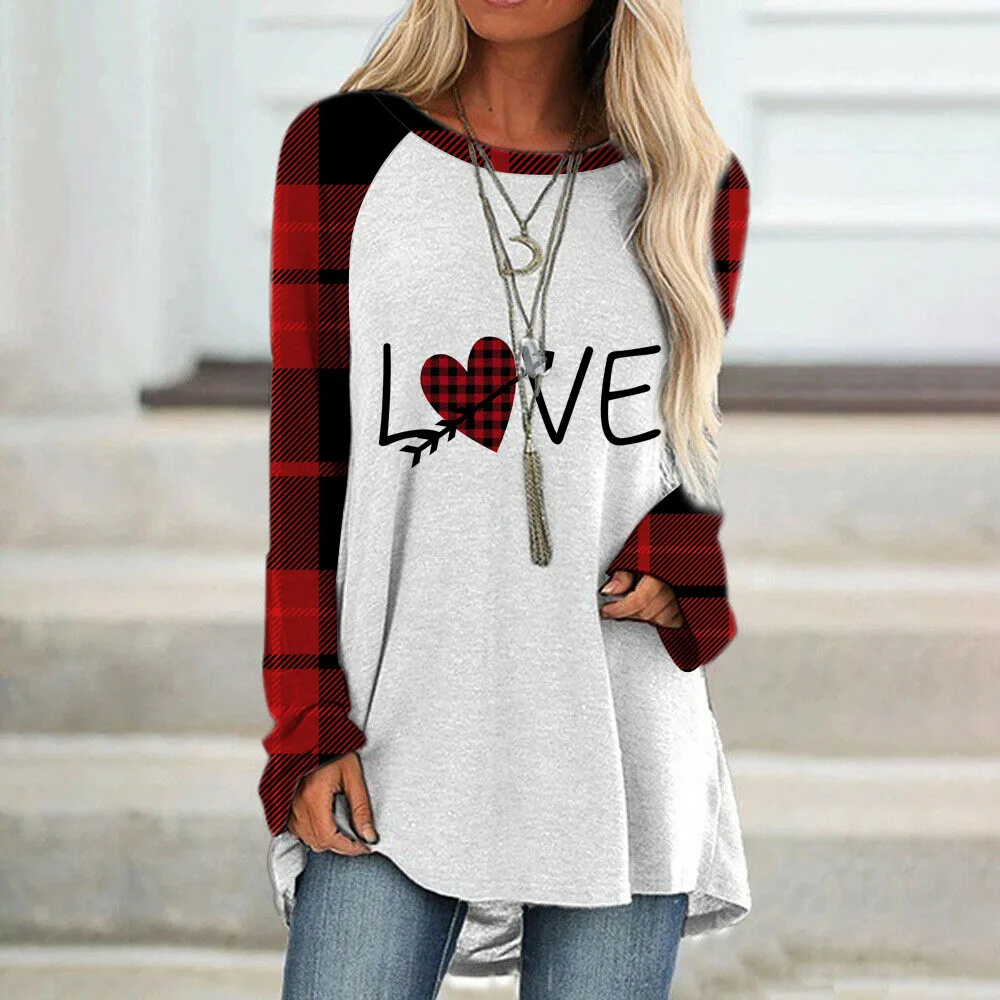 

Heart 3d Print T-shirt Women Fashion T-shirts Sexy Girl Hip Hop Tops Tees Long Sleeve Tshirt XOXO Crew Neck Long T Shirt Leopard