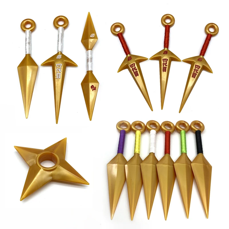 Аниме Наруто модель золотого шурикена кунаи игрушки фигурки ниндзя реквизит для