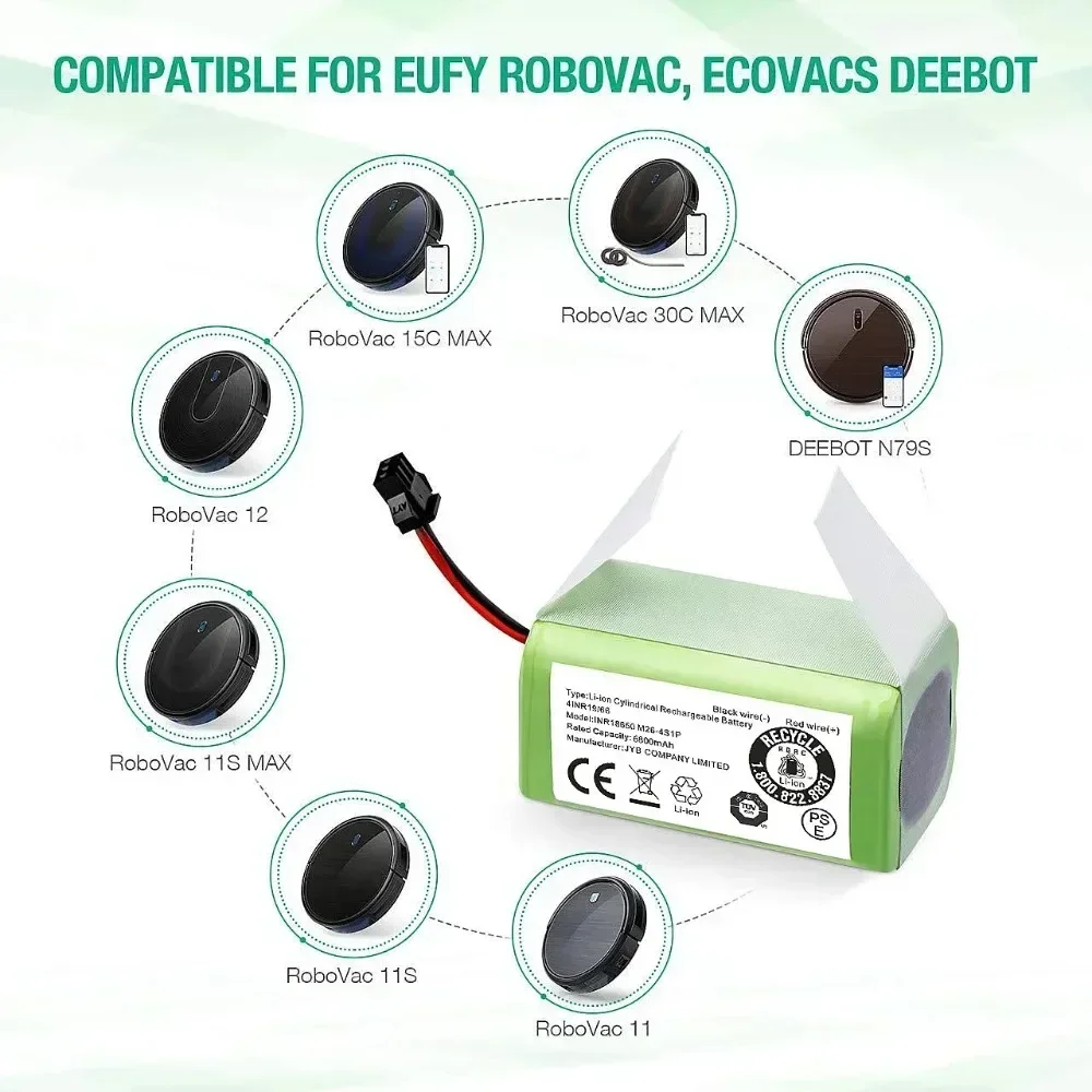 Литий-ионный аккумулятор 14 4 В 12800 мАч для Conga 990 1090 Tesvor X500 Ecovacs Deebot N79 N79S DN622 Eufy RoboVac 11