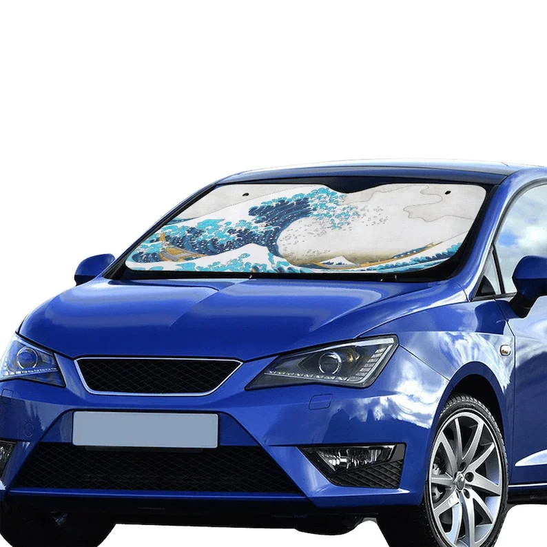 Фото Солнцезащитный козырек для лобового стекла Great Wave, японские автомобильные аксессуары для морского океана, защитный козырек для автомобиля, ... №3