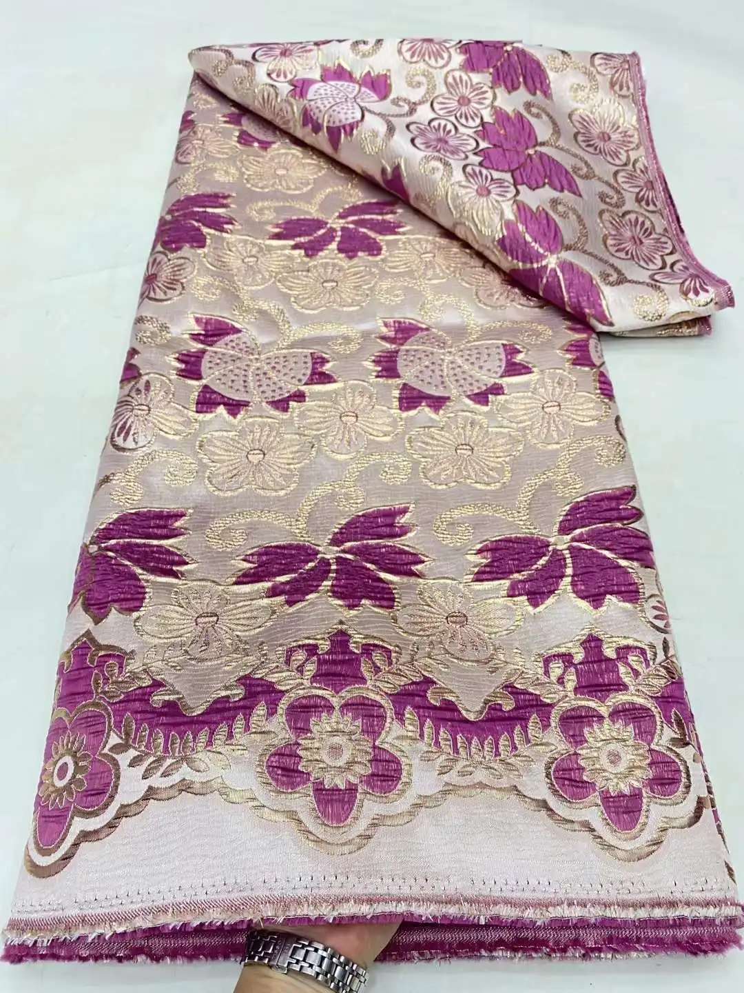 Новейшая африканская жаккардовая кружевная ткань французская позолоченная