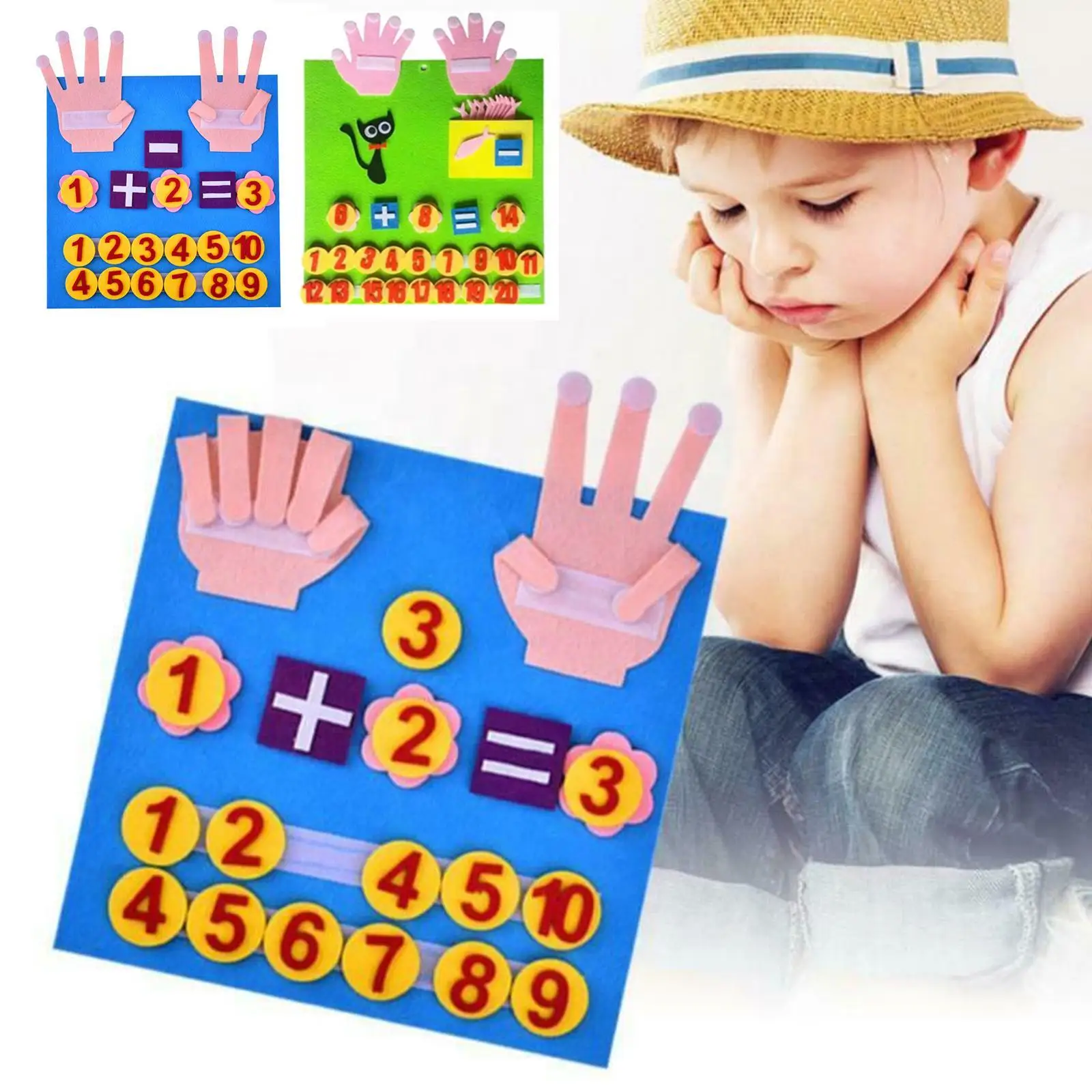 

Handmade Felt Finger Toy Set Math Toys for Toddler Children Teaching Aids Children Early Education Toys Felt Hand Number Math To