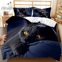 3d digital printing 23pc animal cat pattern quilt cover pillowcase double bed set cover quilt soft microfiber bedding set