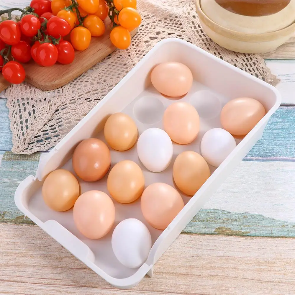 

Kitchen Supplies Anti-Collision Storage Case Fresh-Keeping Egg Tray Storage Container Fresh-Keeping Box 15 Grid Egg Box