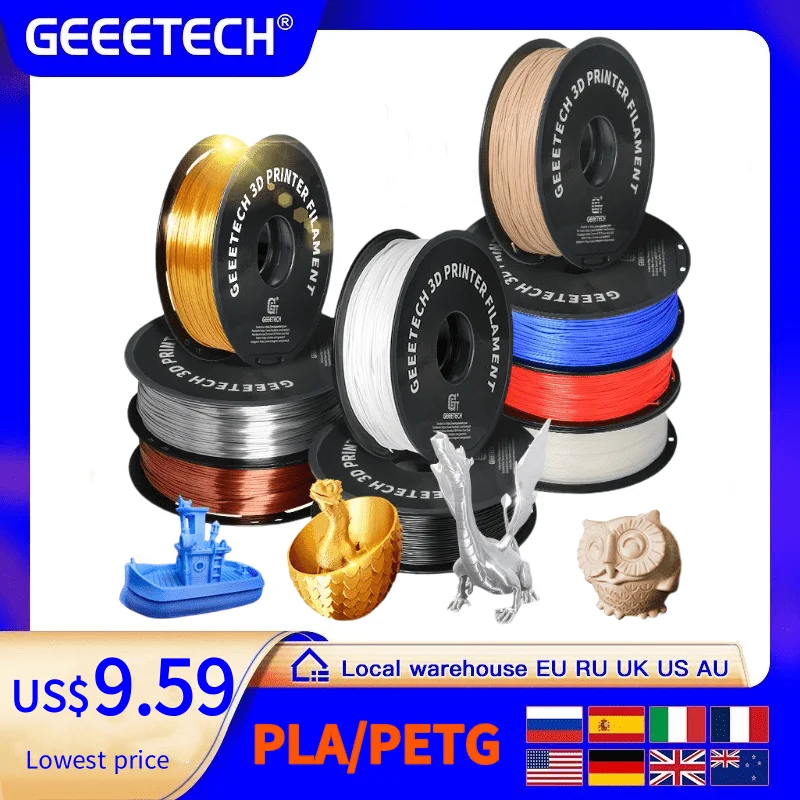 

Geeetech 3d printer Filament PLA PETG Plastic 1kg 1.75mm,Tangle-Free, 3d printing wire materials, black, white, vacuum packaging