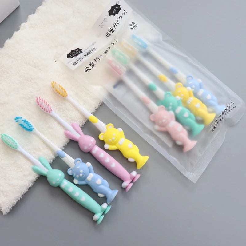 

4Pcs/set Cute Cartoon Toothbrush for Children Bamboo Charcoal Short Handle Children's Toothbrush Baby Teeth Care