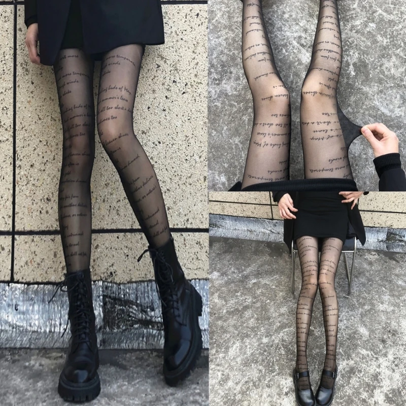 

Женские летние колготки с буквенным принтом, сексуальные открытые колготки