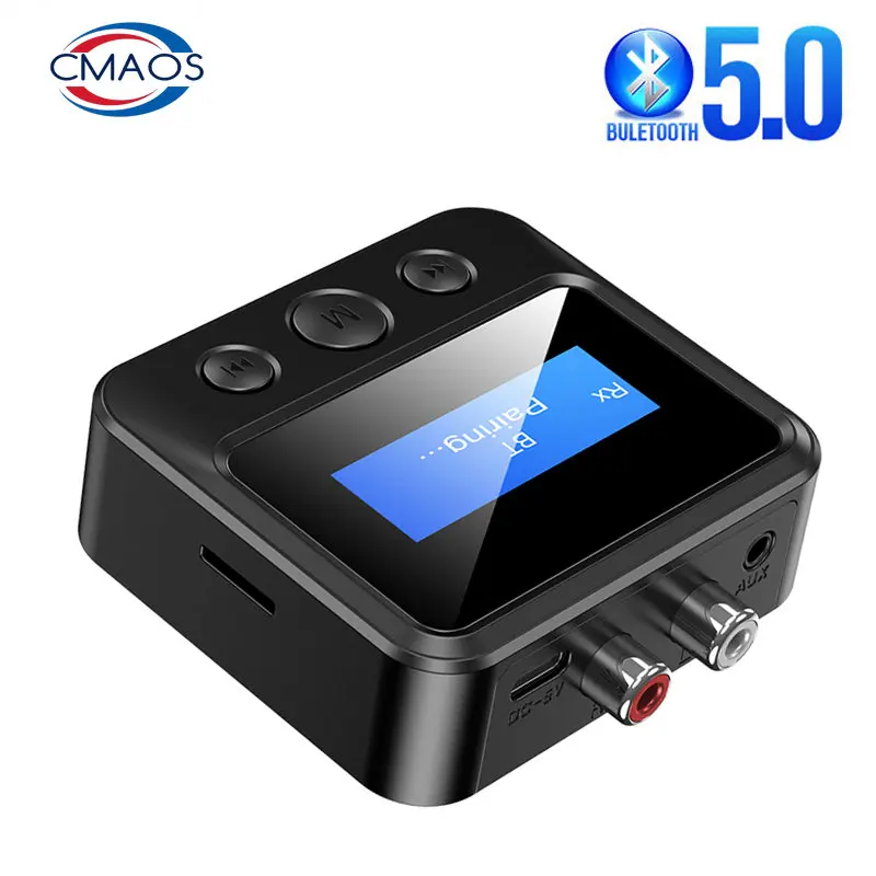 

Bluetooth 5,0 аудио передатчик приемник с ЖК-дисплеем RCA 3,5 мм AUX USB-ключ стерео беспроводной адаптер для автомобиля ПК ТВ наушников