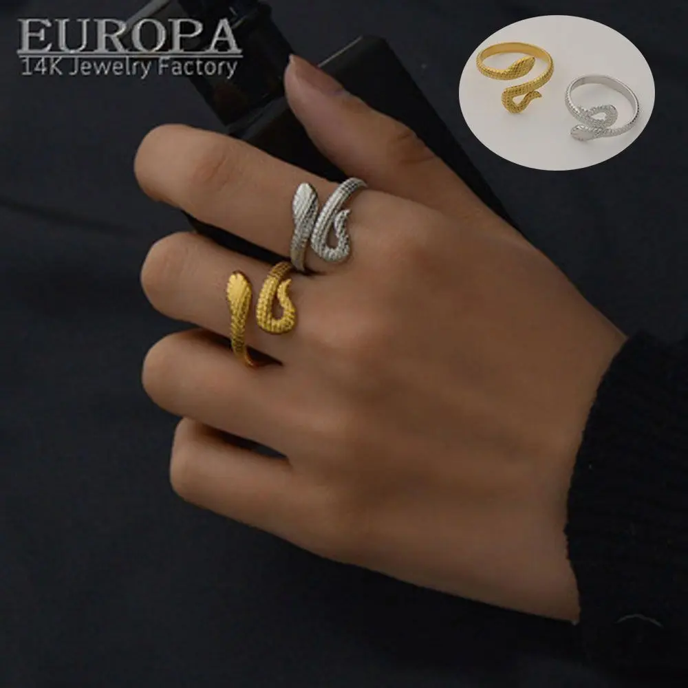 

Creative Design Women Jewelry Simplicity Stainless Steel Ring Gold And Silver Snake Shape