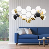 hexagon acrylic mirror wall stickers diy reflective mirror decals art home decor sticker living room decorative tile stickers